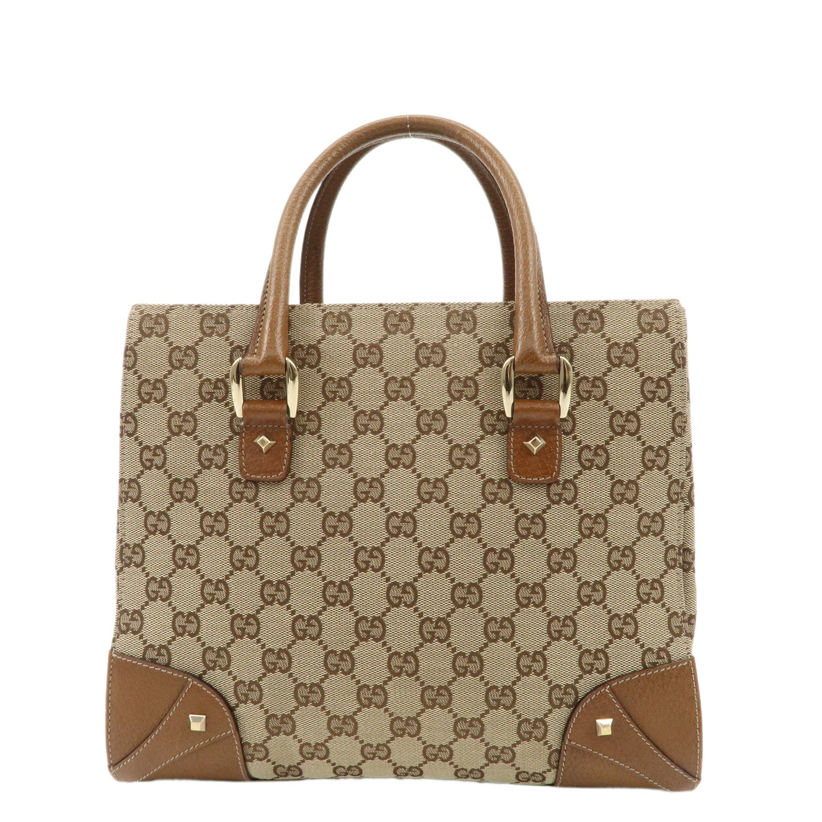 GUCCI-GG-Canvas-Leather-Tote-Bag-Hand-Bag-Beige-Brown-120895