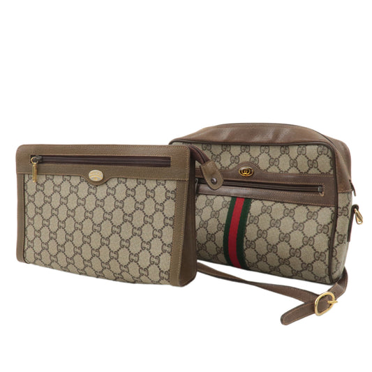 GUCCI-Set-of-2-Old-Gucci-GG-Plus-Leather-Clutch-Bag-Shoulder-Bag