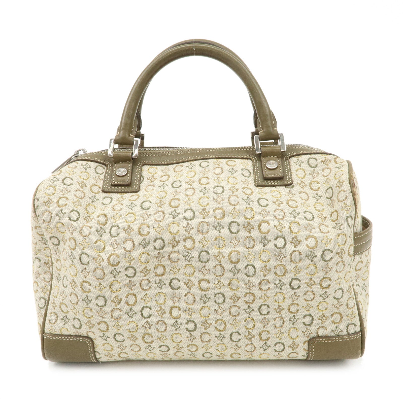 CELINE-C-Macadam-Canvas-Leather-Mini-Boston-Bag-Ivory-Khaki