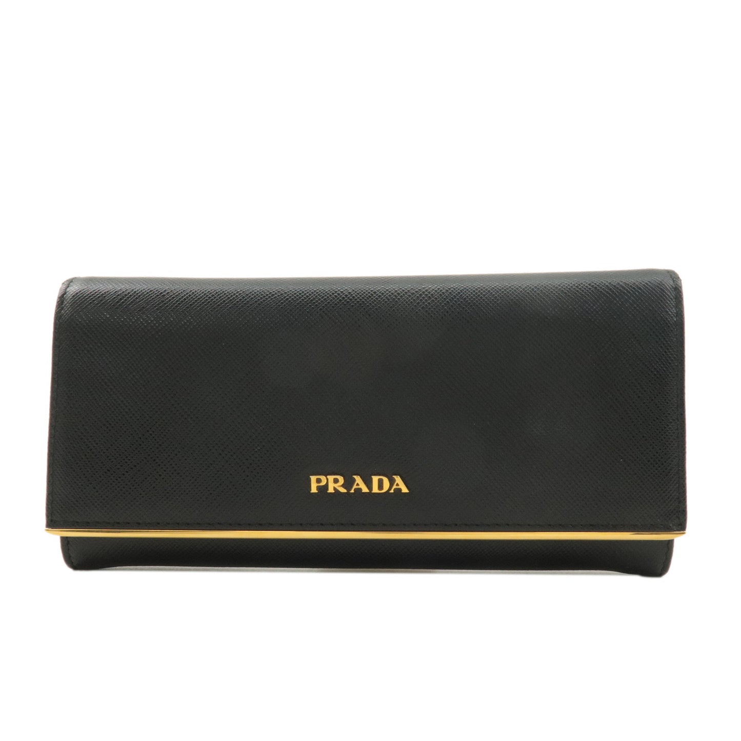 PRADA Saffiano Leather Bi-fold Long Wallet Black 1MH132