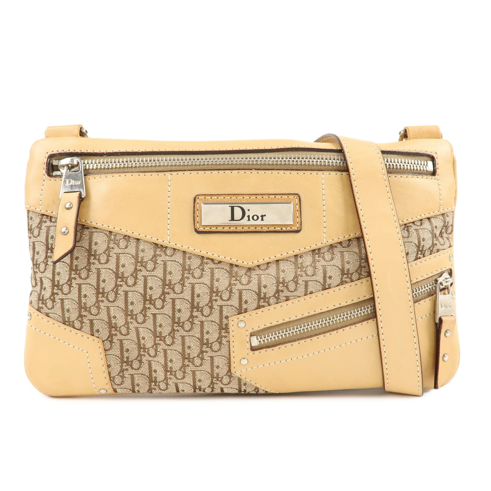 Christian-Dior-Street-Chic-Trotter-Canvas-Leather-Shoulder-Bag