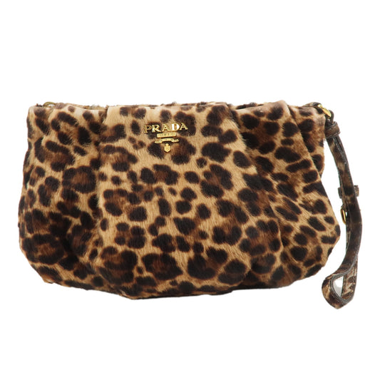 PRADA-Logo-Unborn-Calf-Pouch-Brown-Animal-Pattern-Gold-HDW