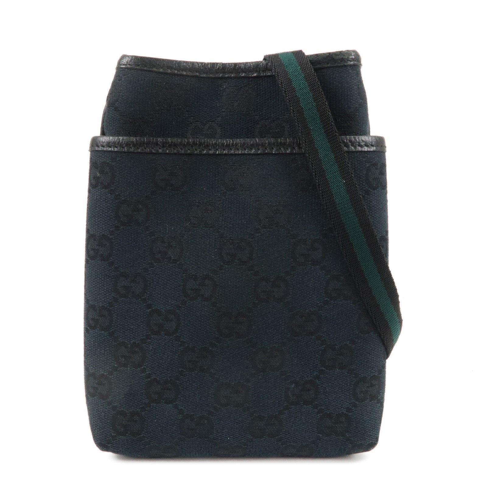 GUCCI-Sherry-GG-Canvas-Leather-Shoulder-Bag-Blue-Black-141863