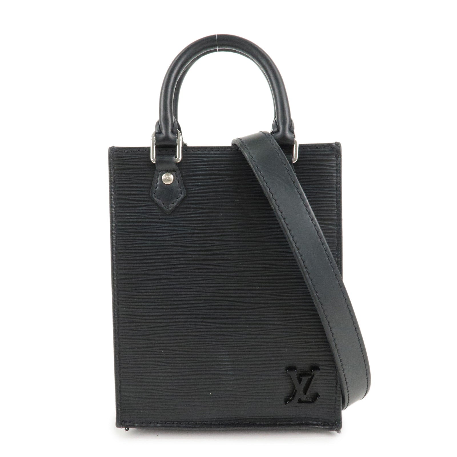 Louis-Vuitton-Epi-Petit-Sac-Plat-Hand-Bag-Noir-Black-M69441