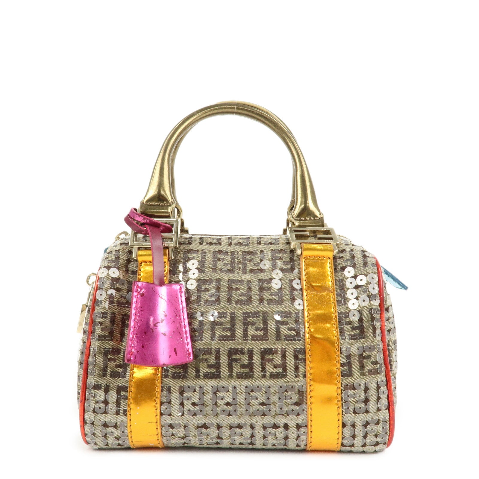 FENDI-Zucchino-Flip-Sequin-Canvas-Patent-Leather-Boston-Bag-8BL071