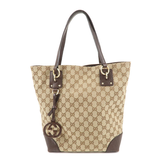 GUCCI-GG-Canvas-Leather-Tote-Bag-Beige-Brown-247237