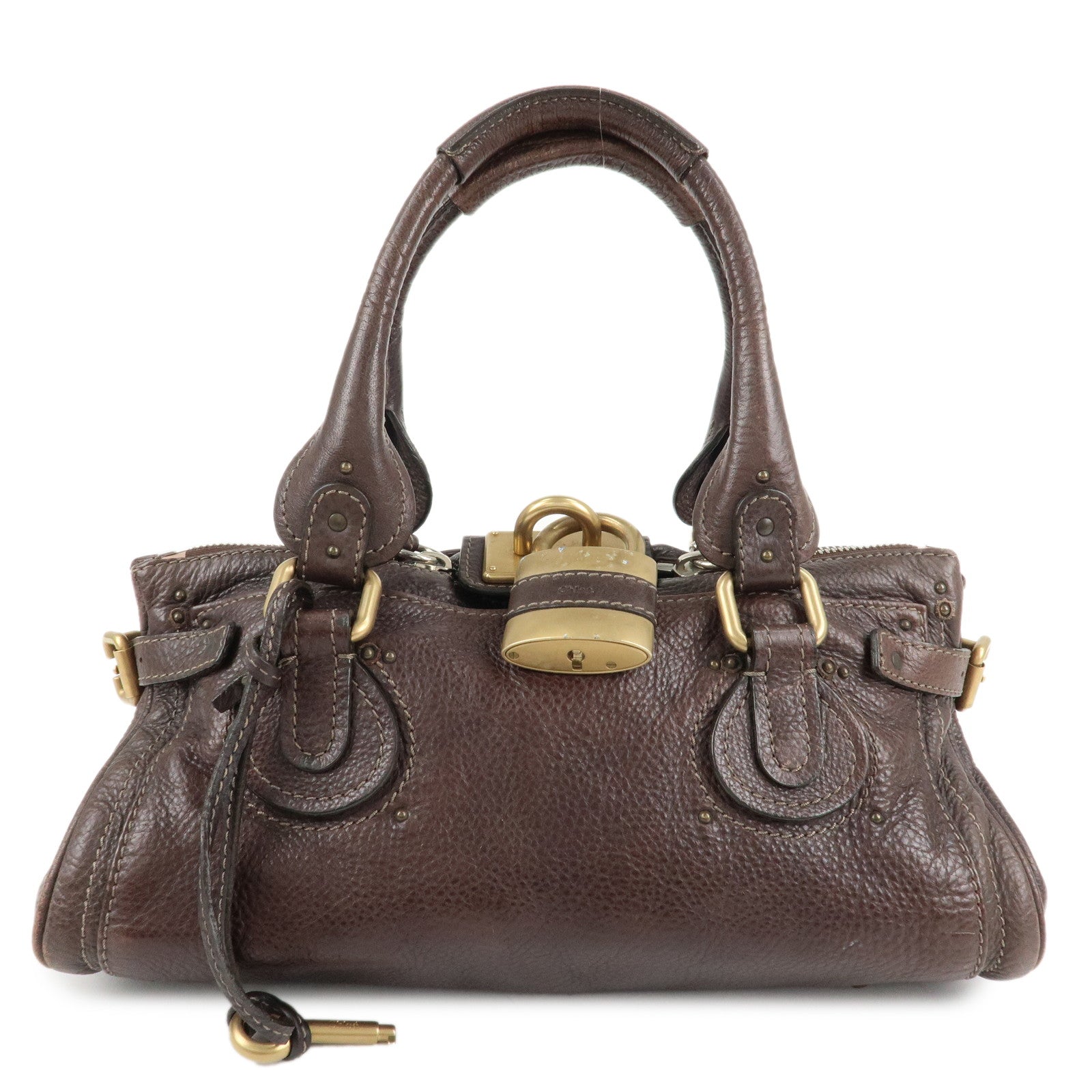 Chloe-Paddington-Leather-Shoulder-Bag-Hand-Bag-Brown-Gold-HDW