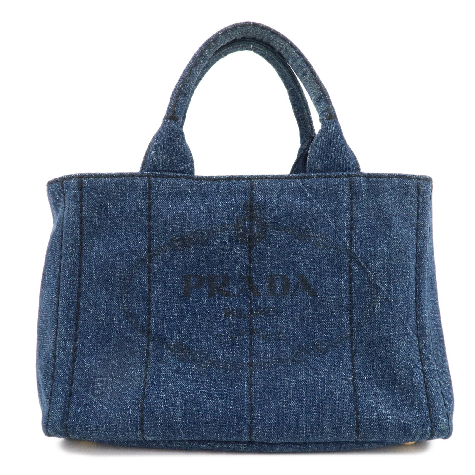 PRADA Canapa Mini Canvas 2Way Bag Hand Bag Blue B2439G