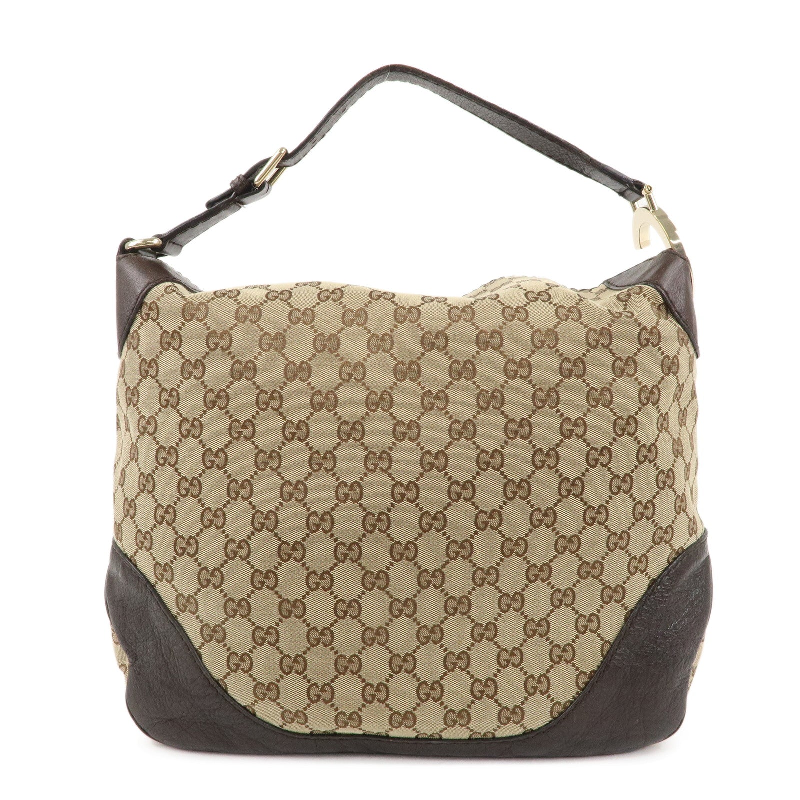 GUCCI-GG-Canvas-Leather-Shoulder-Bag-Beige-Brown-203506