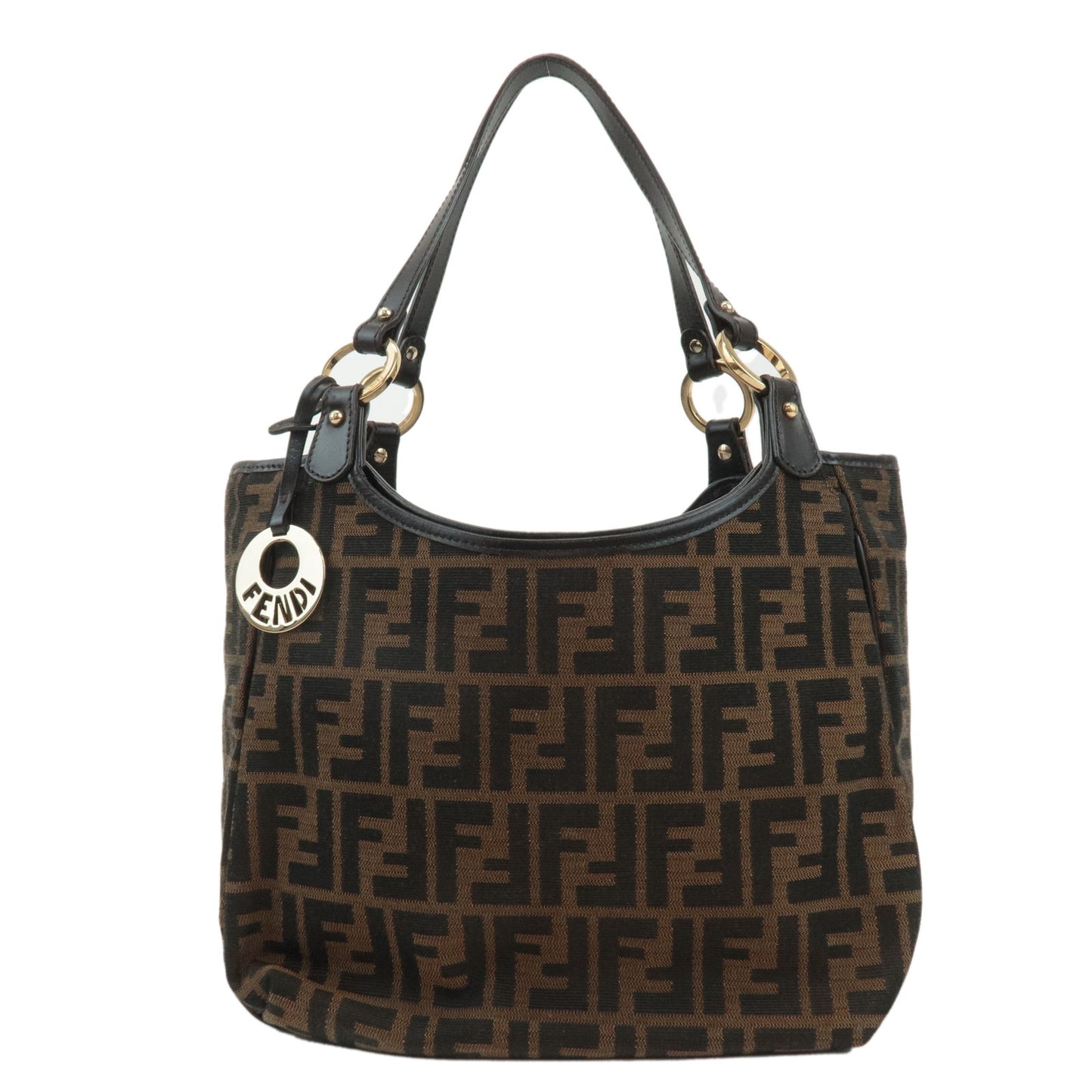 FENDI-Zucca-Canvas-Leather-Shoulder-Bag-Hand-Bag-Brown-8BH156