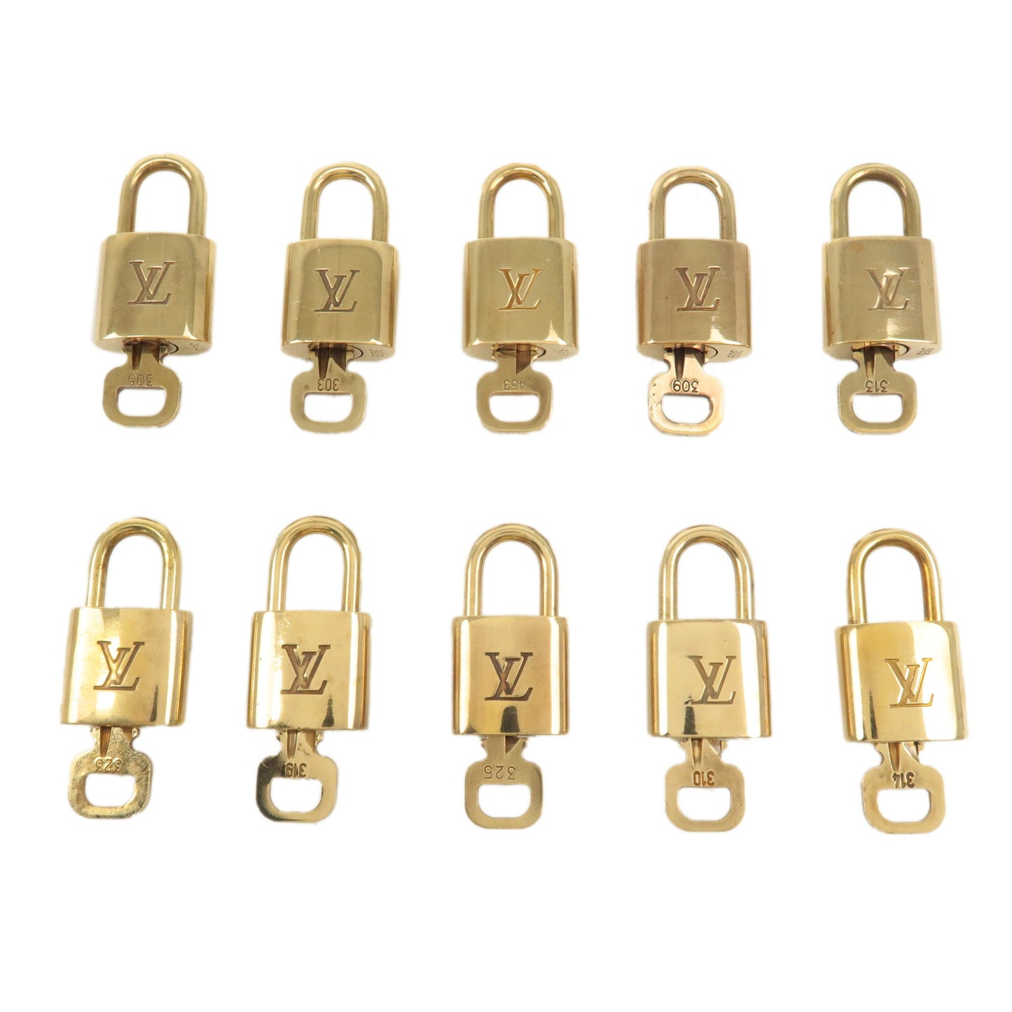 Louis Vuitton Set of 10 Lock & Key Cadena Key Lock Gold