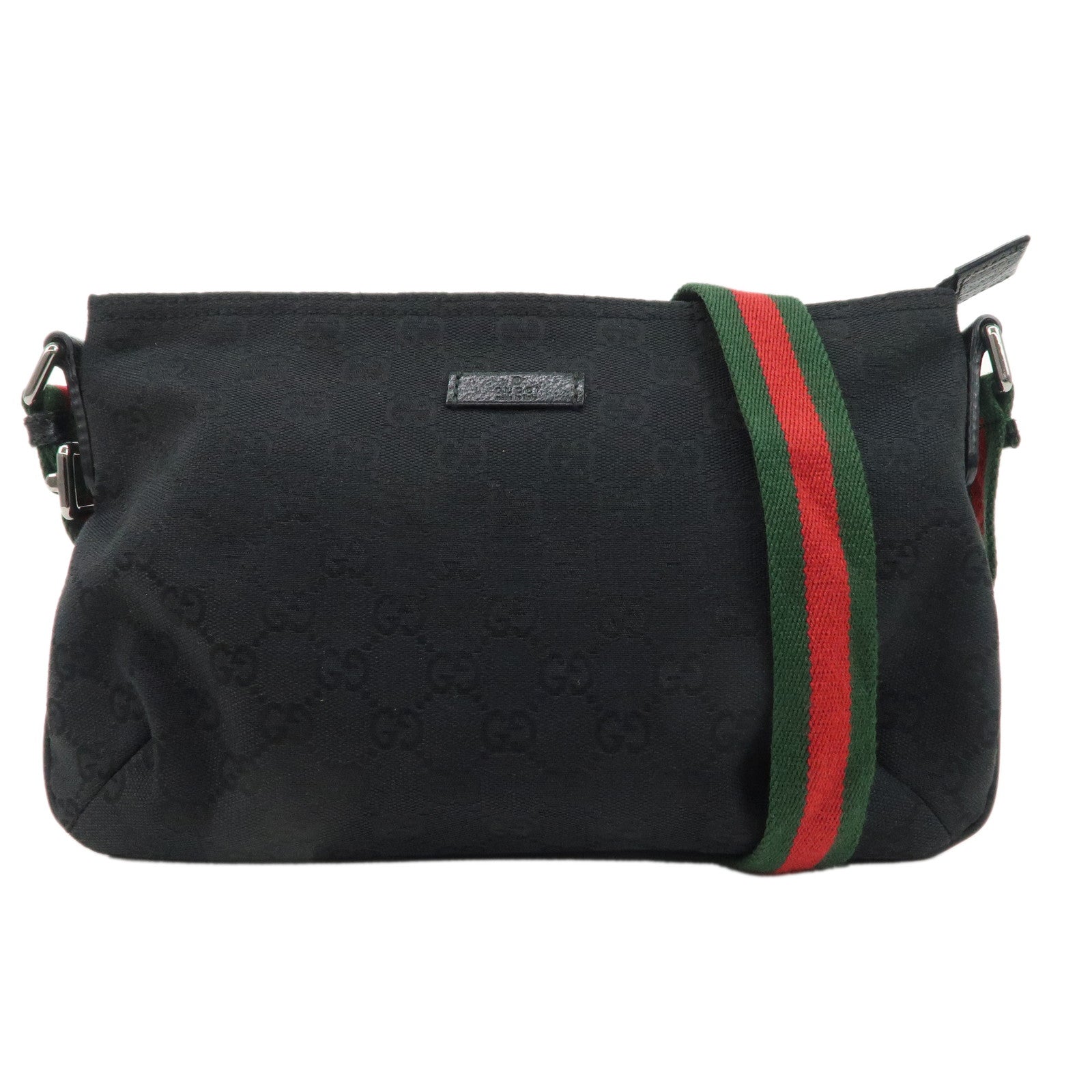 GUCCI-Sherry-GG-Canvas-Leather-Shoulder-Bag-Black-189749