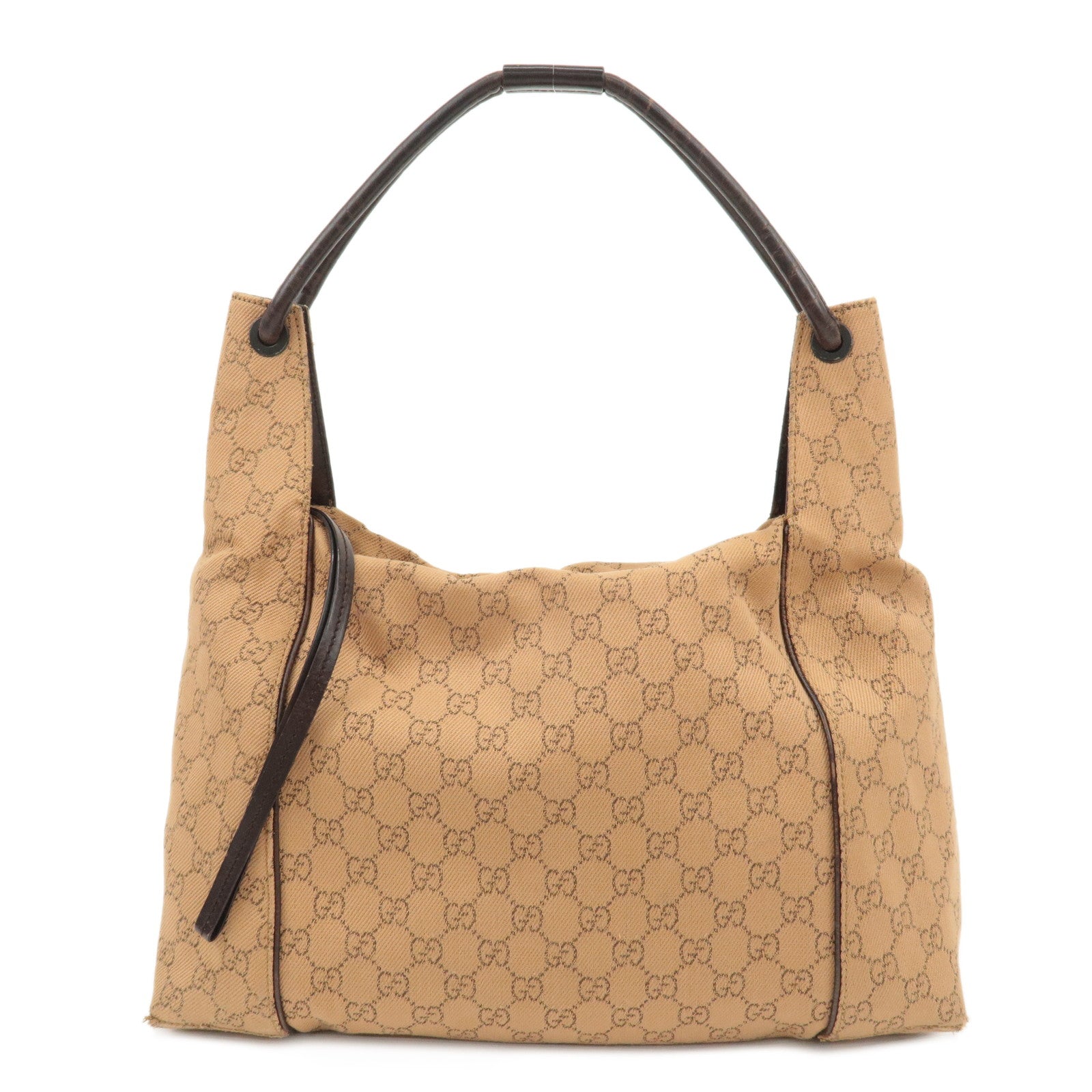 GUCCI-GG-Canvas-Leather-Shoulder-Bag-Brown-Dark-Brown-101292