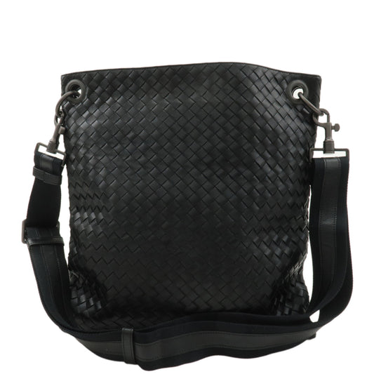 BOTTEGA-VENETA-Intrecciato-Leather-Shoulder-Bag-Black-161623