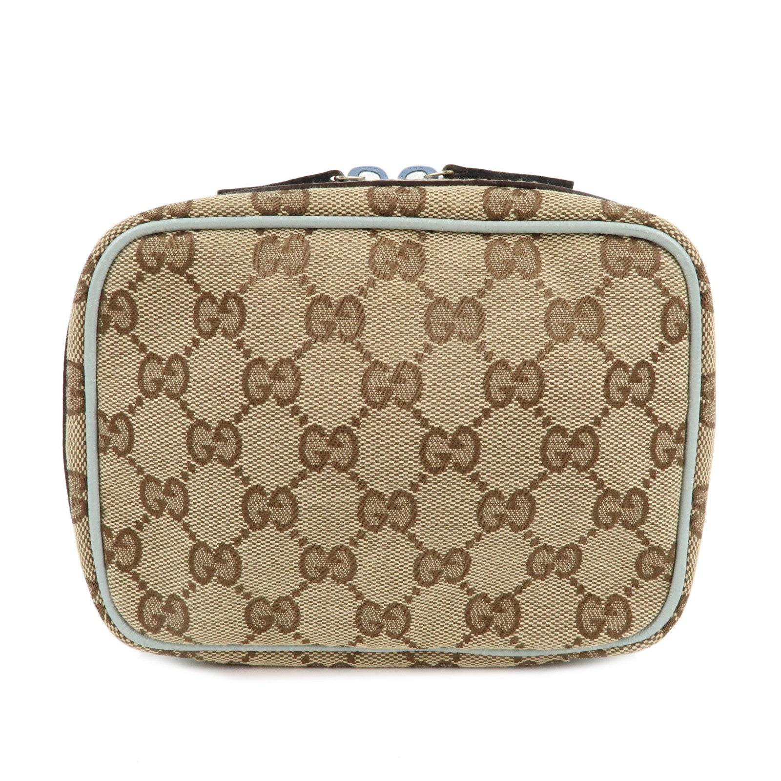 GUCCI-GG-Canvas-Leather-Pouch-Cosmetic-Pouch-Light-Blue-153129