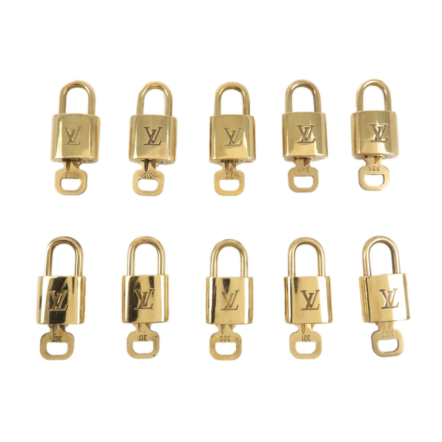 Louis Vuitton Set of 10 Lock & Key Cadena Key Lock Gold