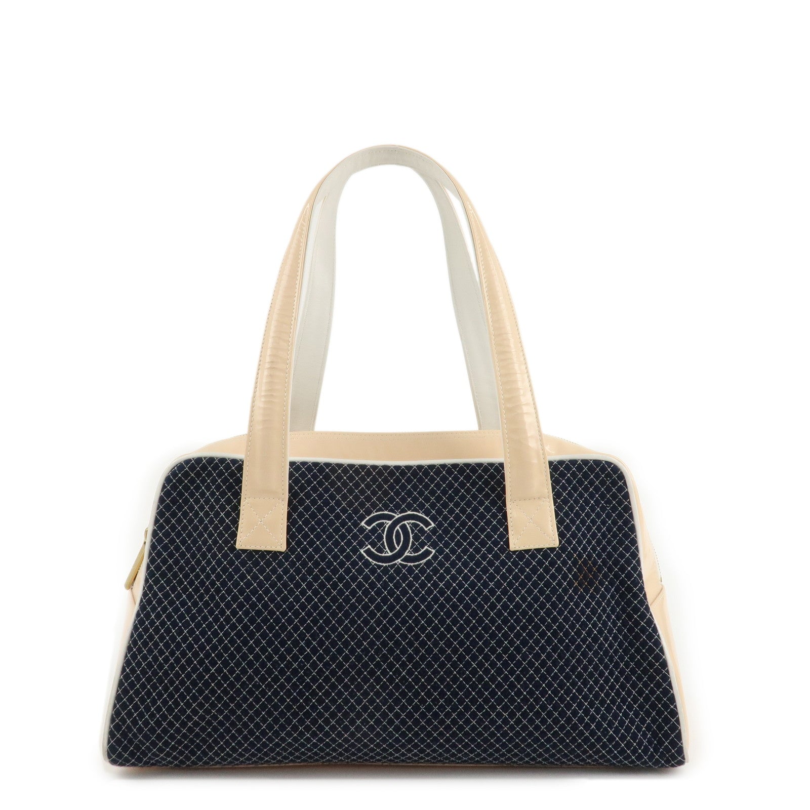 CHANEL-COCO-Mark-Matelasse-Canvas-Patent-Leather-Tote-Bag