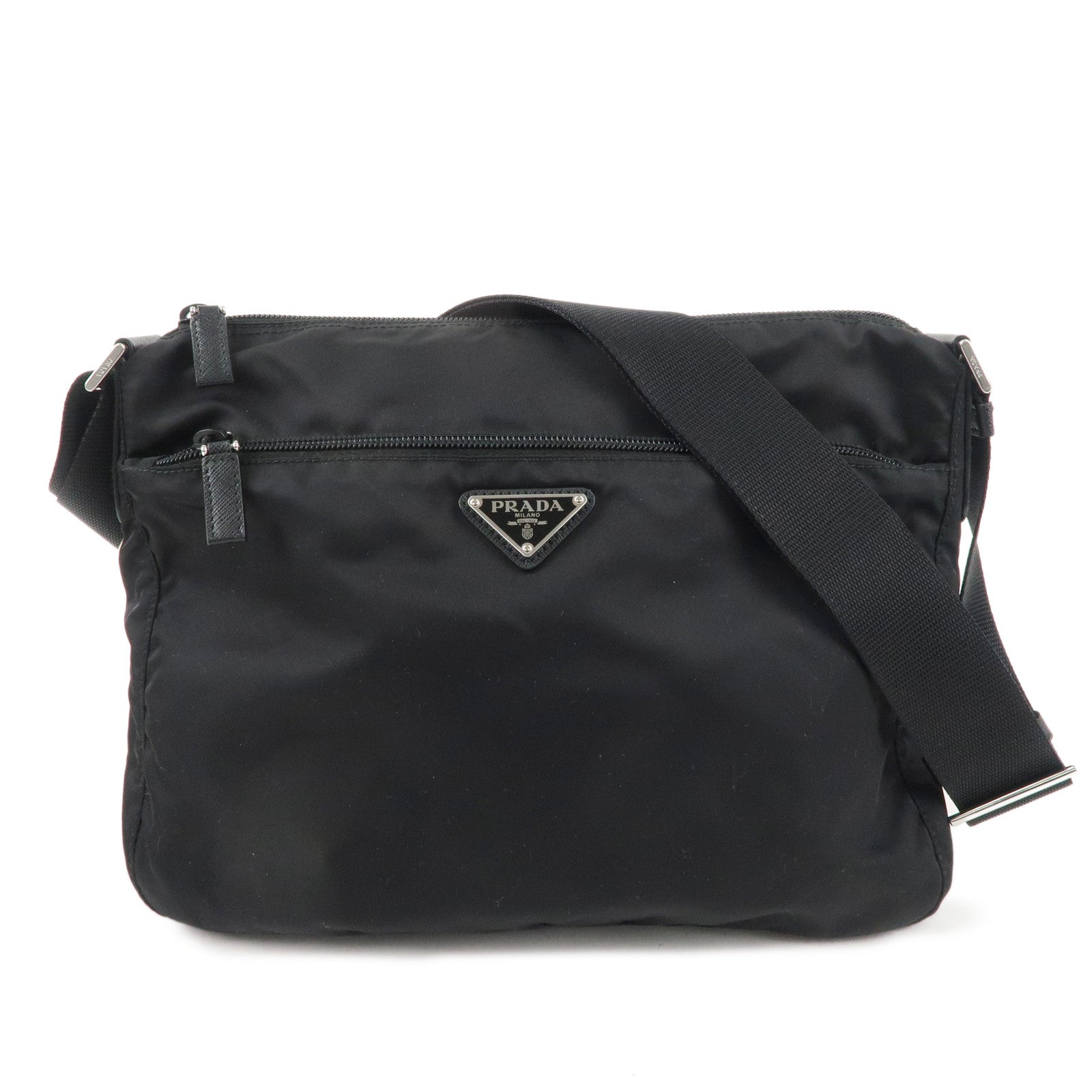 PRADA Logo Nylon Leather Shoulder Bag Crossbody Bag NERO Black