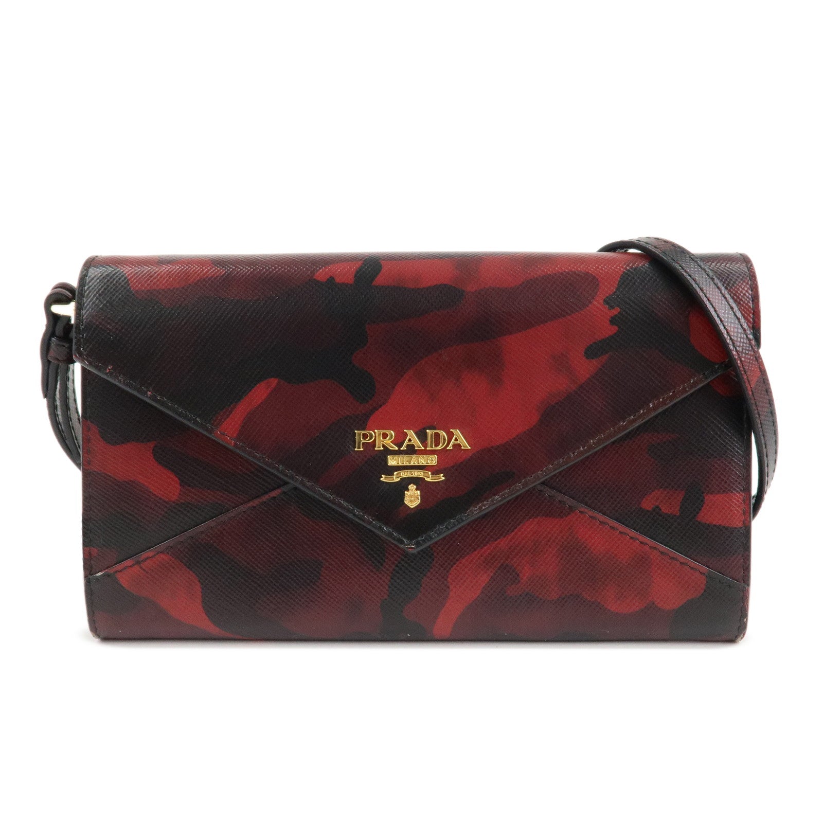 PRADA-Saffiano-Leather-Shoulder-Long-Wallet-Camouflage-1M1437