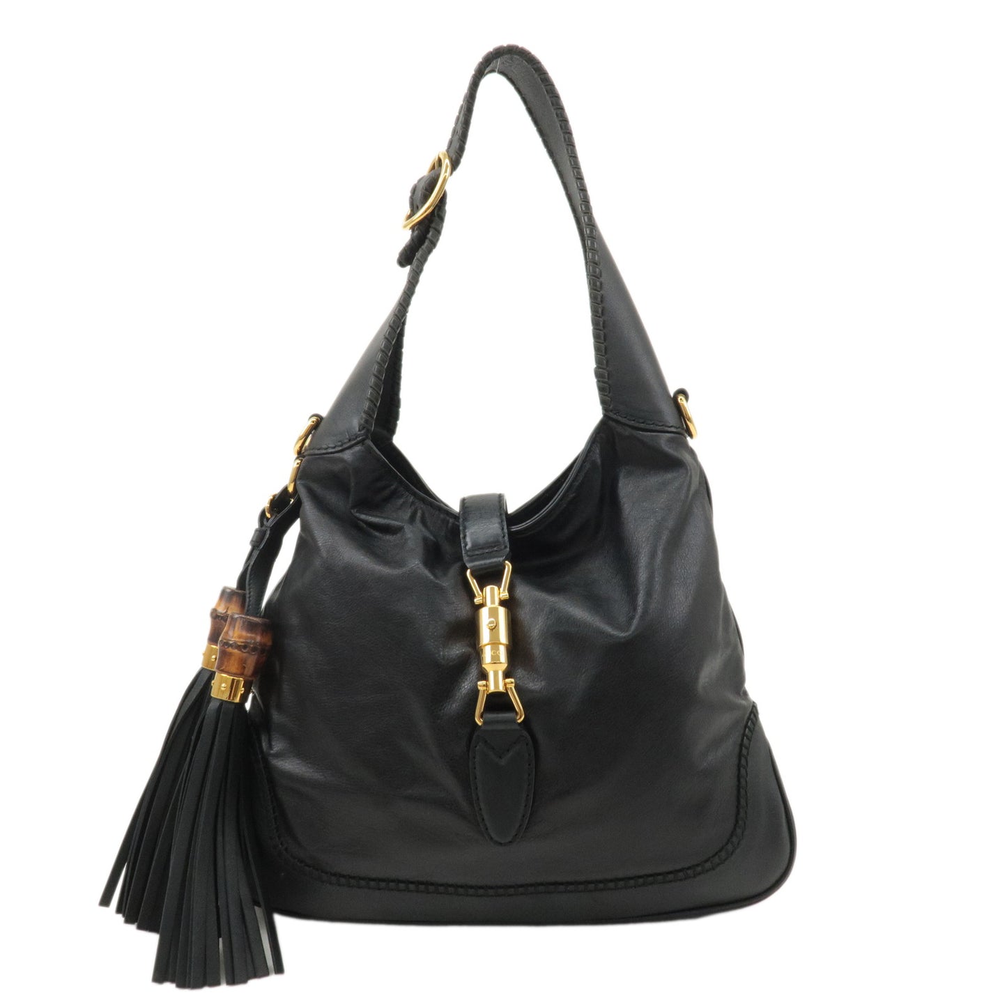 GUCCI New Jackie Leather Shoulder Bag Black 219725