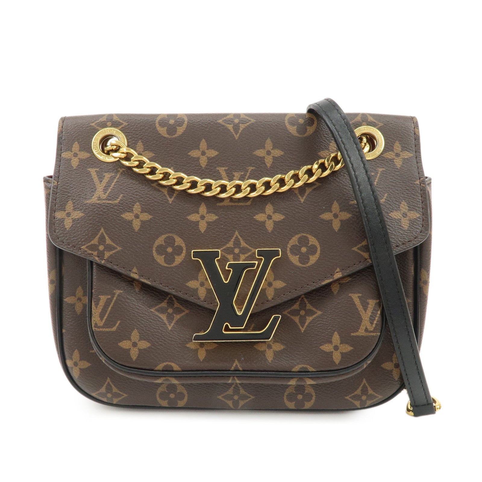 Authc-Louis-Vuitton-Monogram-Passy-Crossbody-Chain-Shoulder-Bag-M45592