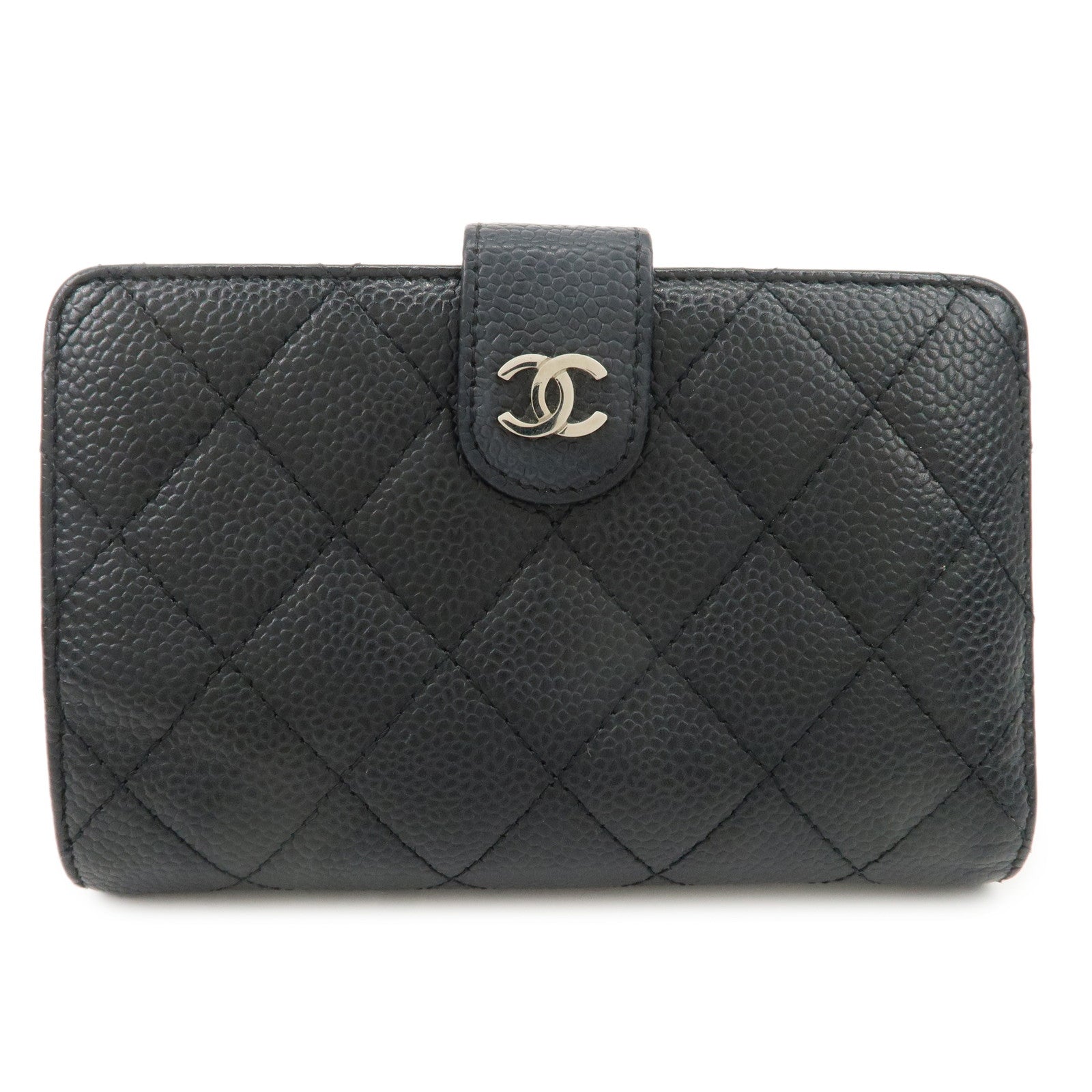 CHANEL-COCO-Mark-Matelasse-Caviar-Skin-Bi-fold-Wallet-A48667