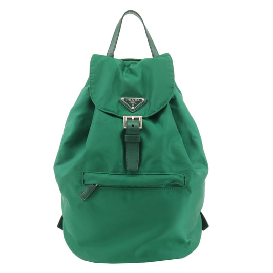 PRADA-Nylon-Leather-Backpack-Ruck-Sack-Green-1BZ032