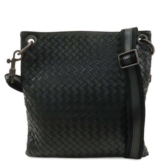BOTTEGA-VENETA-Intrecciato-Leather-Shoulder-Bag-Black-172736