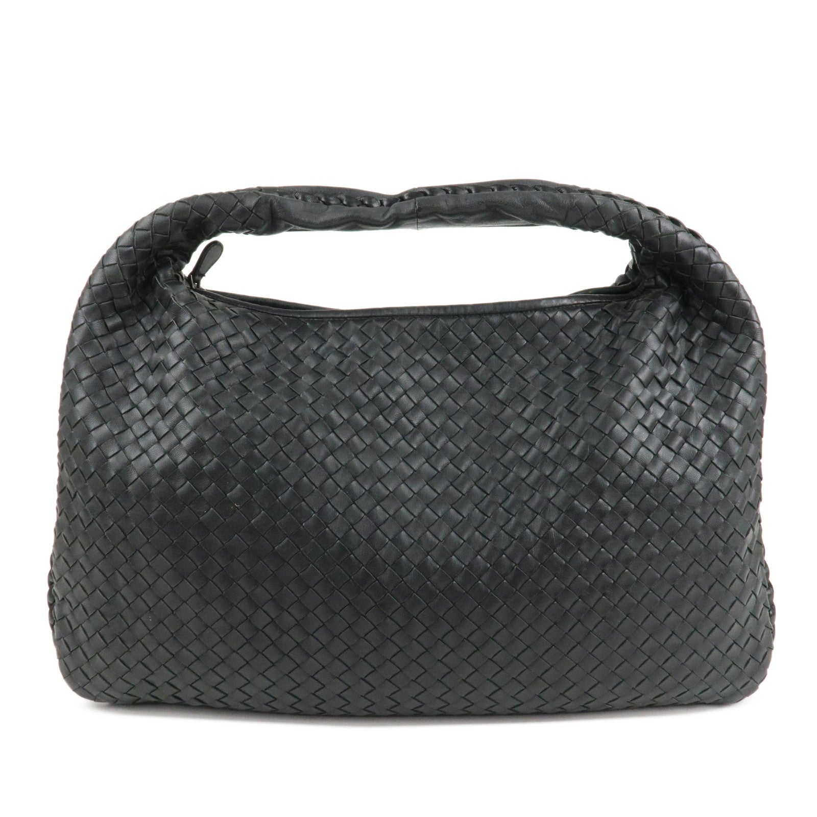 BOTTEGA-VENETA-Hobo-Intrecciato-Leather-Shoulder-Bag-Black-115654