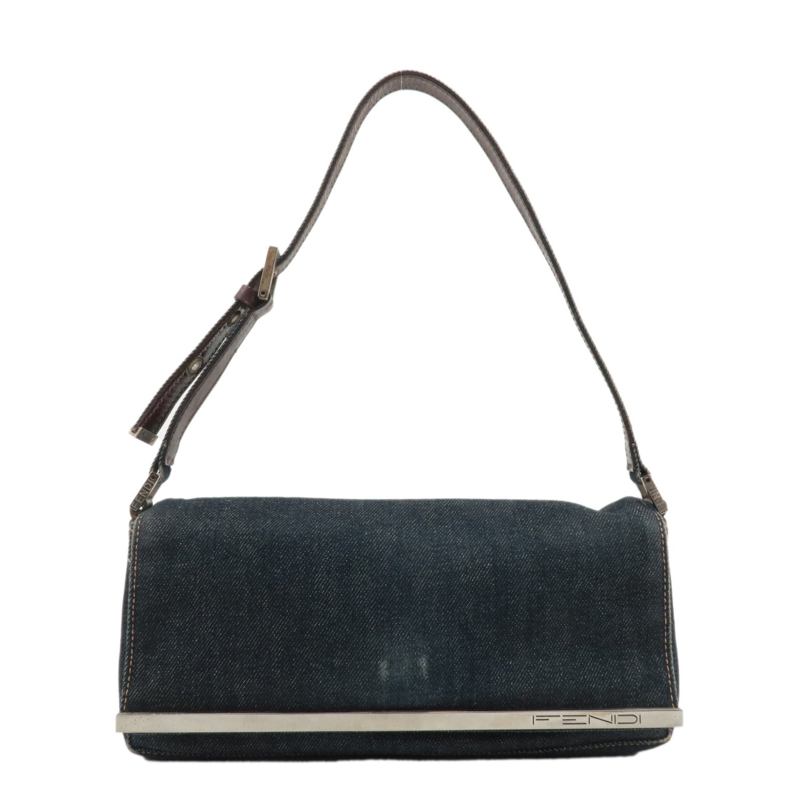 FENDI-Denim-Leather-Shoulder-Bag-Indigo-Brown-26640