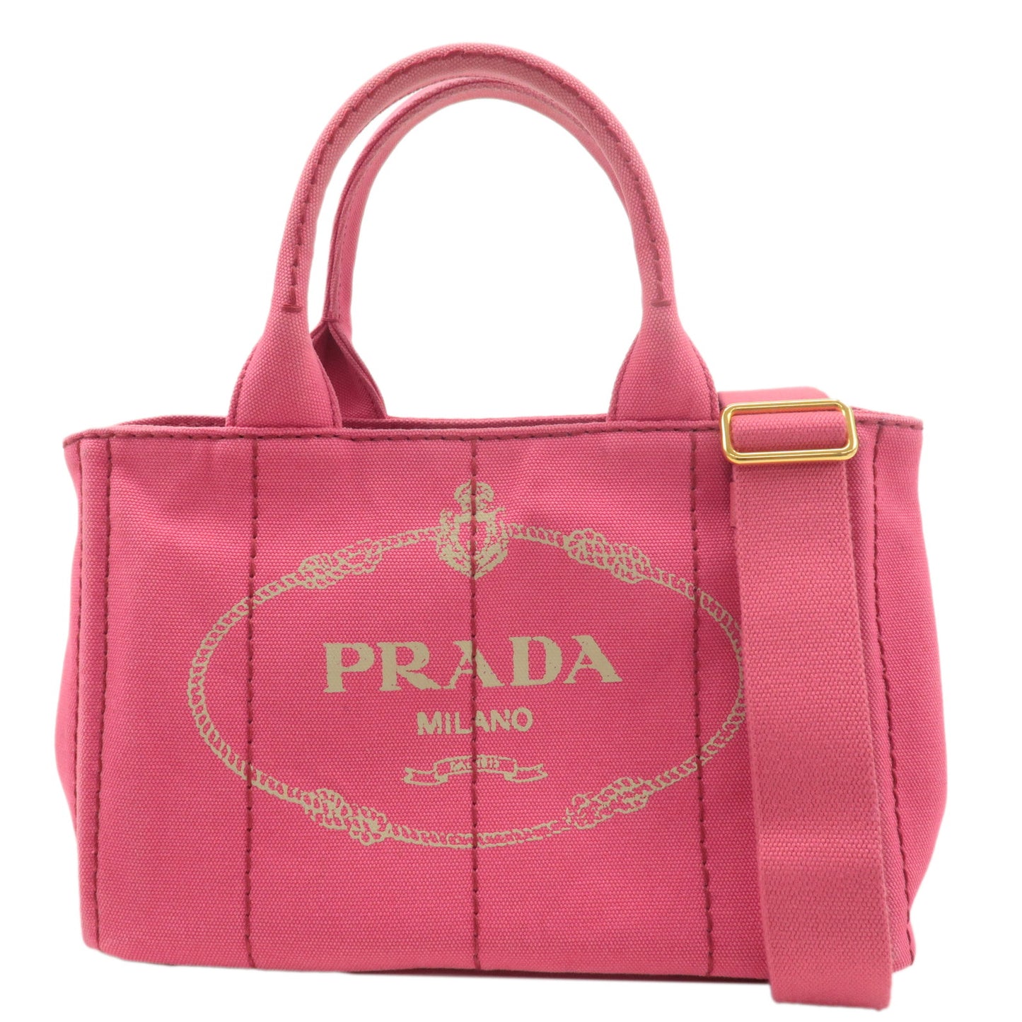 PRADA Logo Canapa Mini Canvas 2Way Shoulder Bag Pink