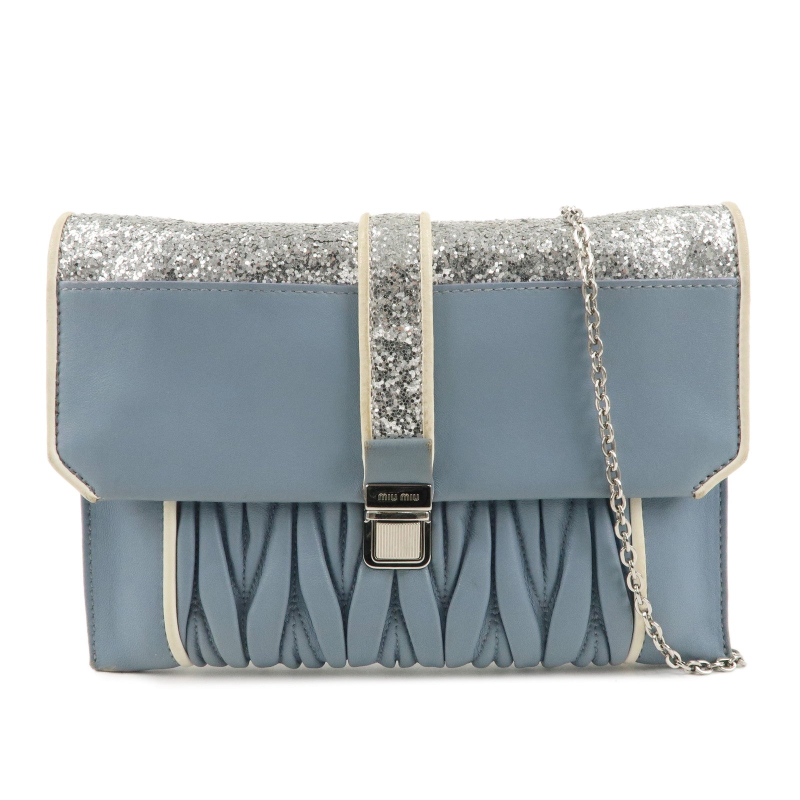 MIU MIU Matelasse Leather Sequin Chain Shoulder Bag 5NF001