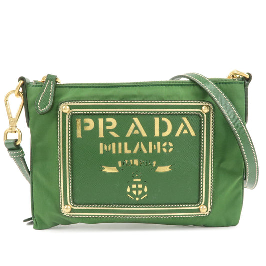 PRADA-Nylon-Saffiano-Leather-Shoulder-Bag-Pouch-Green-BT0604