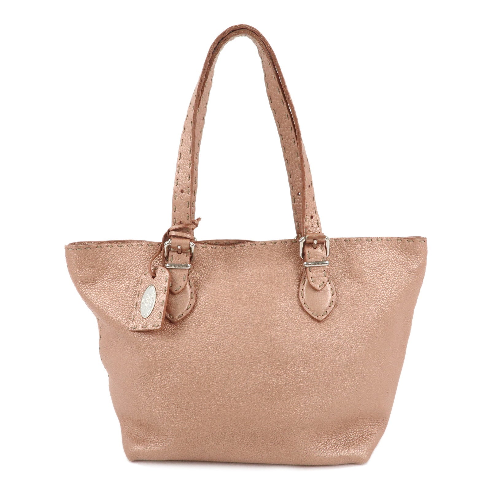 FENDI-Selleria-Leather-Tote-Bag-Metallic-Pink-8BH135