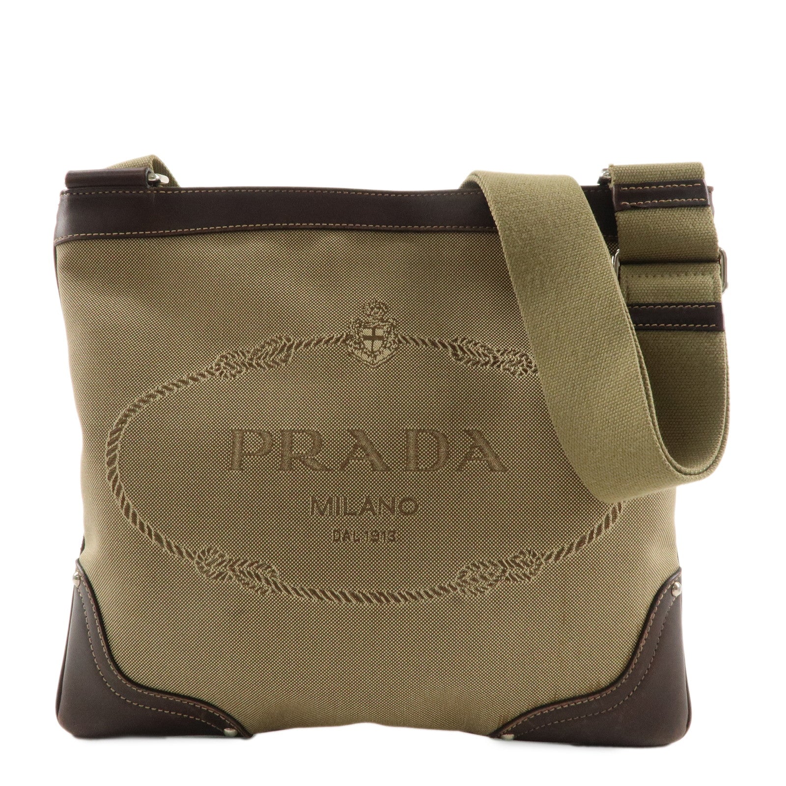 PRADA-Logo-Jacquard-Leather-Shoulder-Bag-Beige-Brown-BT0537