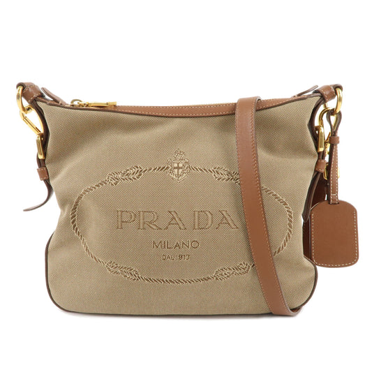 PRADA-Logo-Jacquard-Leather-Shoulder-Bag-Beige-Brown-BT0706