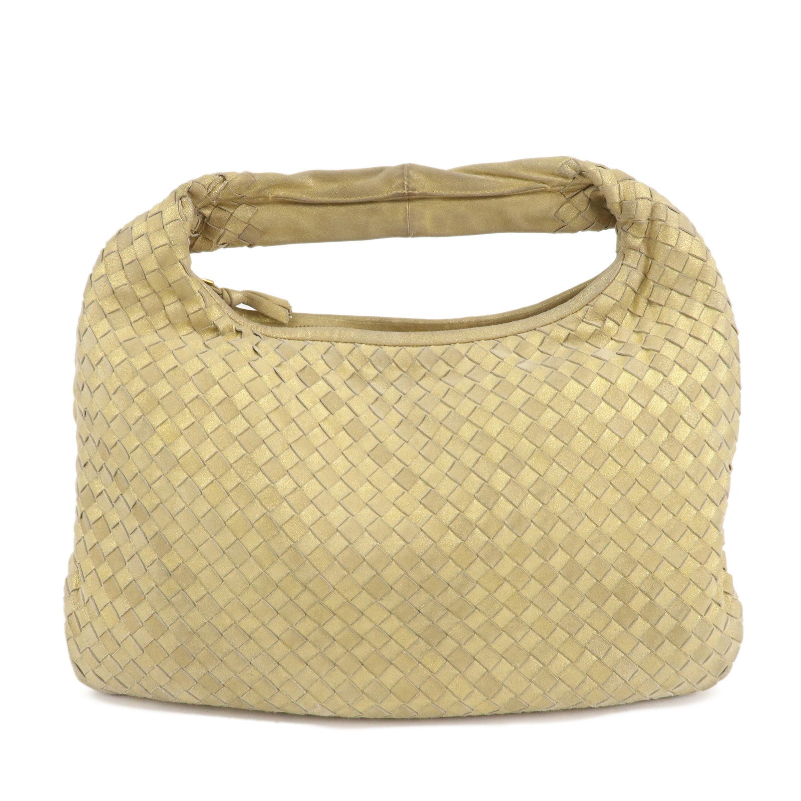 BOTTEGA-VENETA-Intrecciato-Leather-Shoulder-Bag-Gold-115653