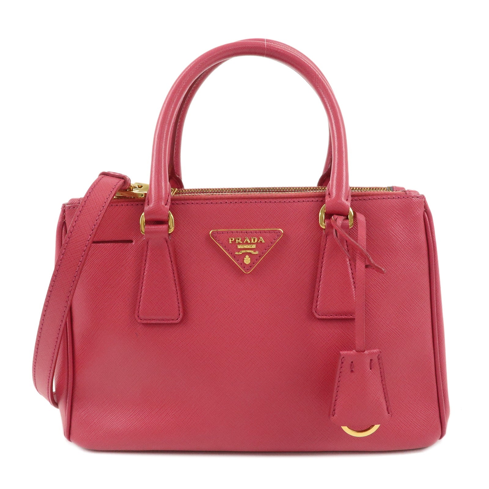 PRADA-Logo-Saffiano-Leather-2WAY-Bag-Hand-Bag-Shoulder-Bag-Pink