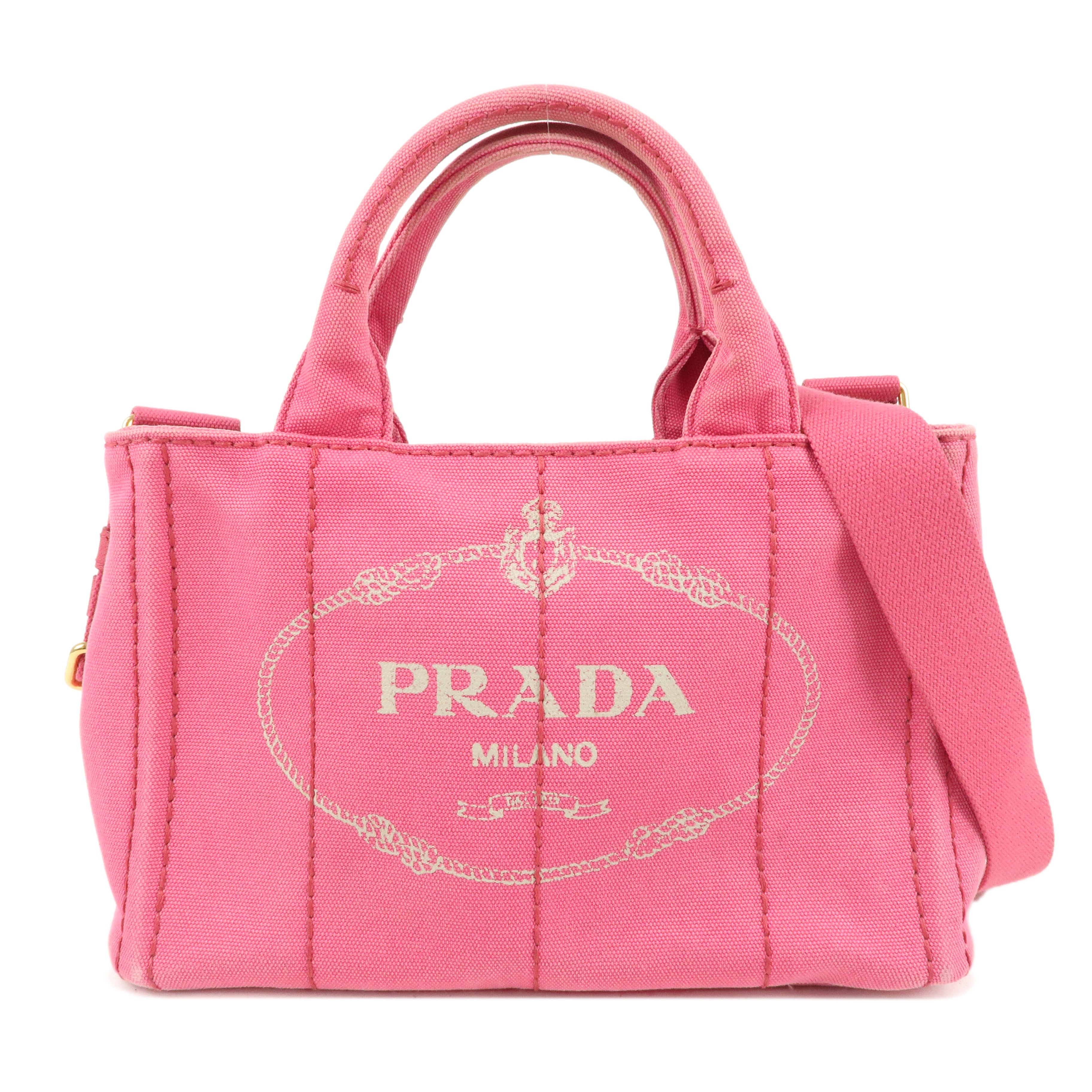 PRADA Canapa Mini Canvas 2Way Bag Hand Shoulder Bag Pink