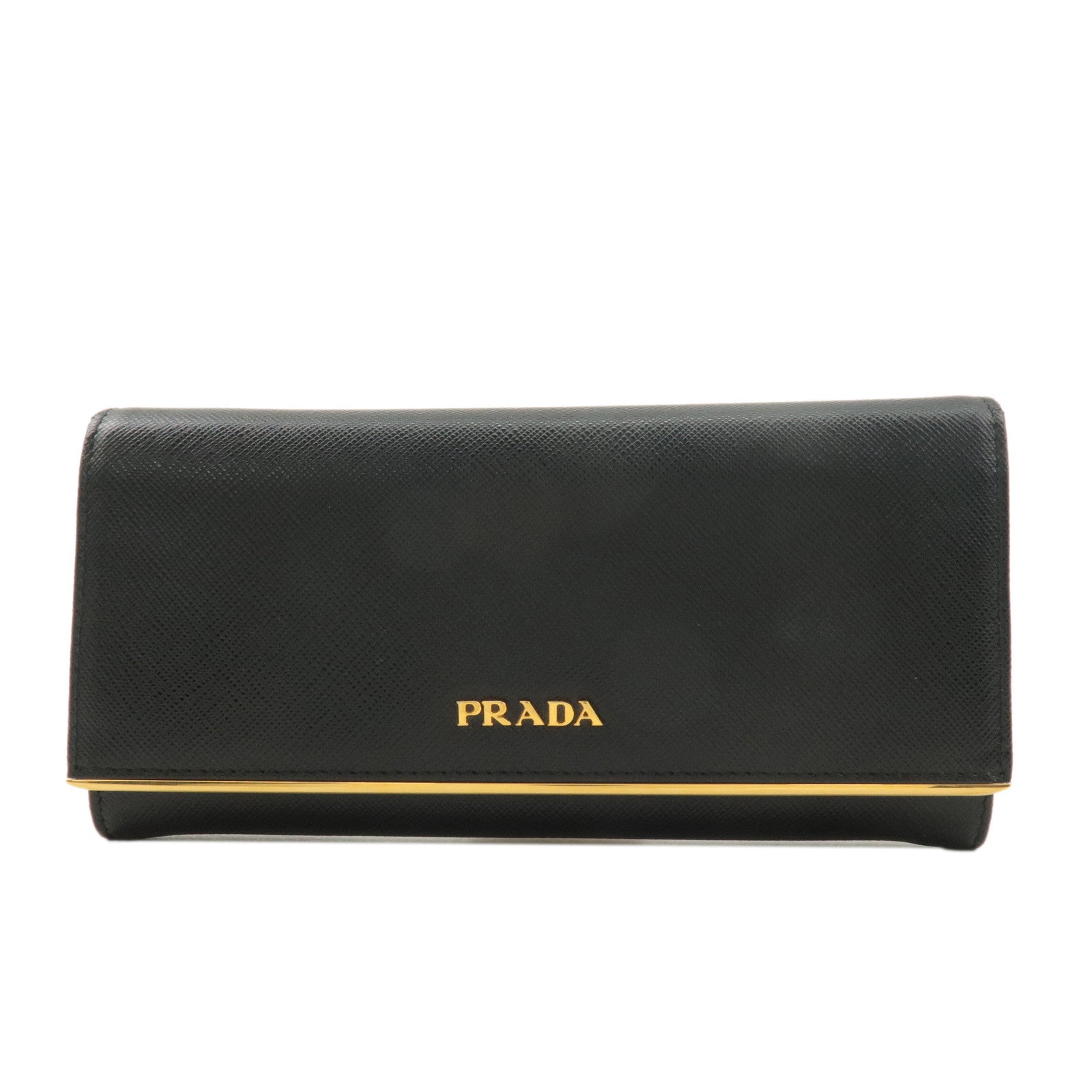 PRADA-Saffiano-Leather-Bi-fold-Long-Wallet-Black-1MH132