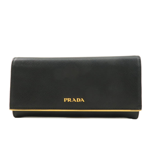 PRADA-Saffiano-Leather-Bi-fold-Long-Wallet-Black-1MH132