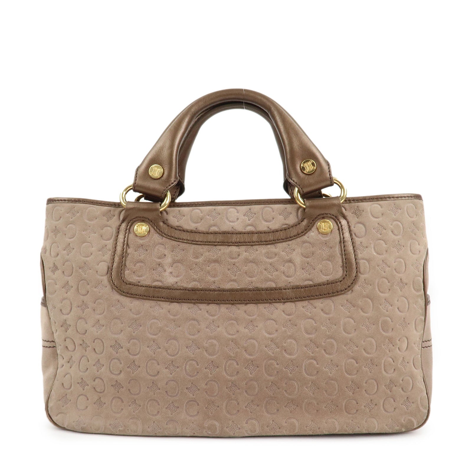 CELINE-C-Macadam-Suede-Boogie-Bag-Hand-Bag-Tote-Bag-Beige