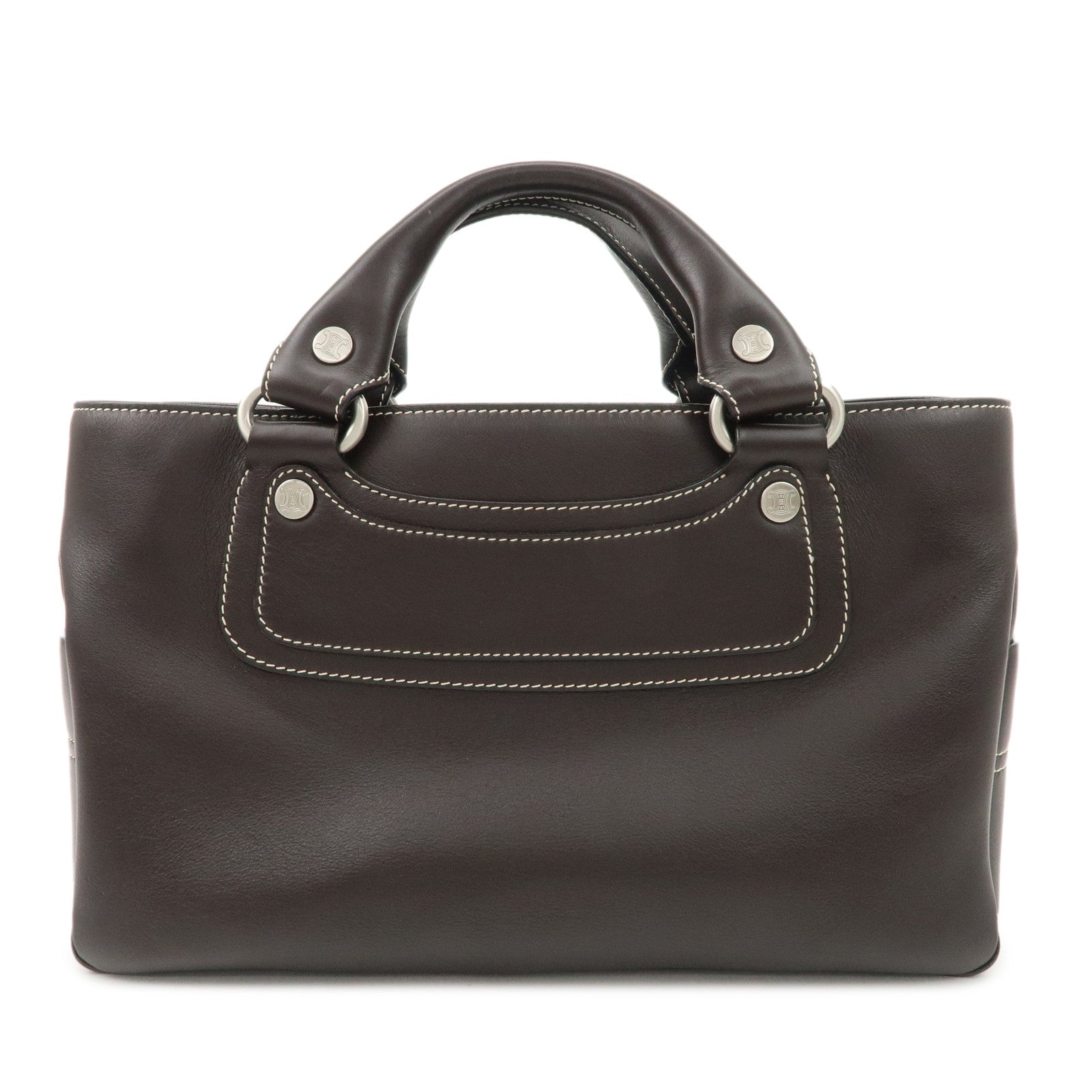 CELINE-Leather-Boogie-Bag-Hand-Bag-Brown-Silver-HDW-CE00/23