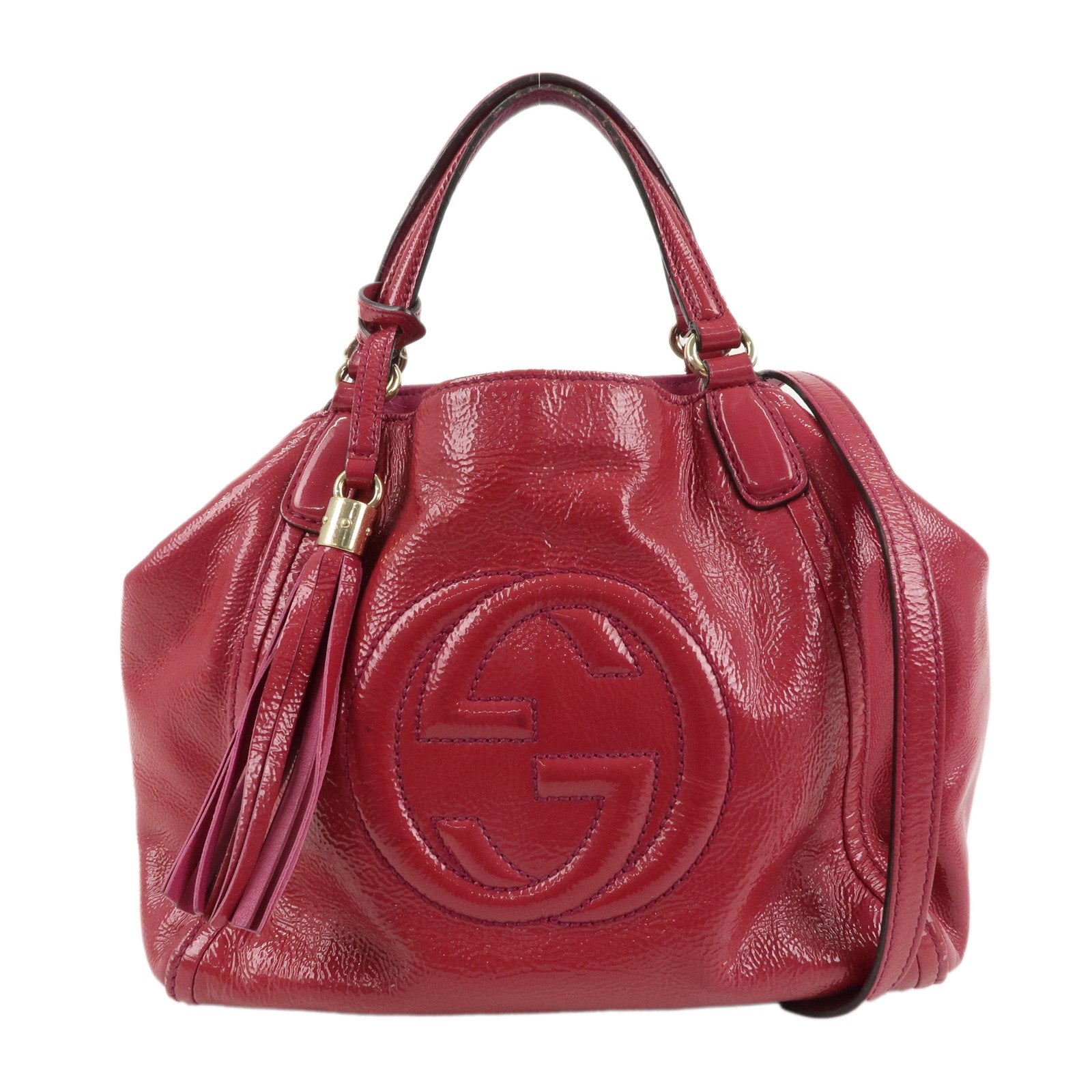 GUCCI-SOHO-Patent-Leather-2Way-Hand-Bag-Shoulder-Bag-Brown-336751