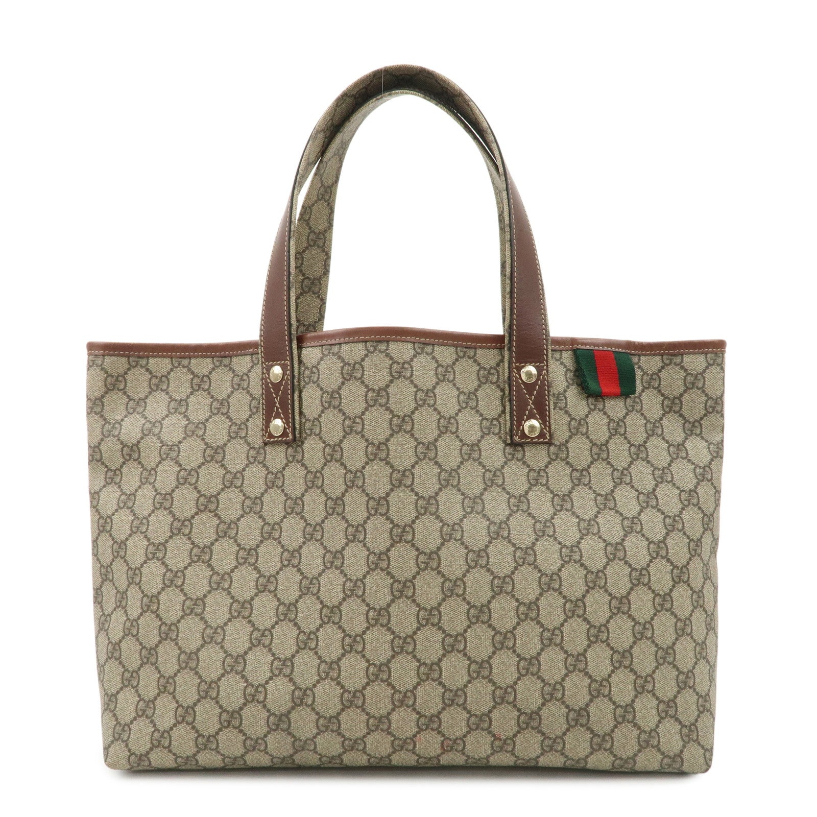 GUCCI-GG-Plus-Leather-Tote-Bag-Shoulder-Bag-Beige-Brown-211134