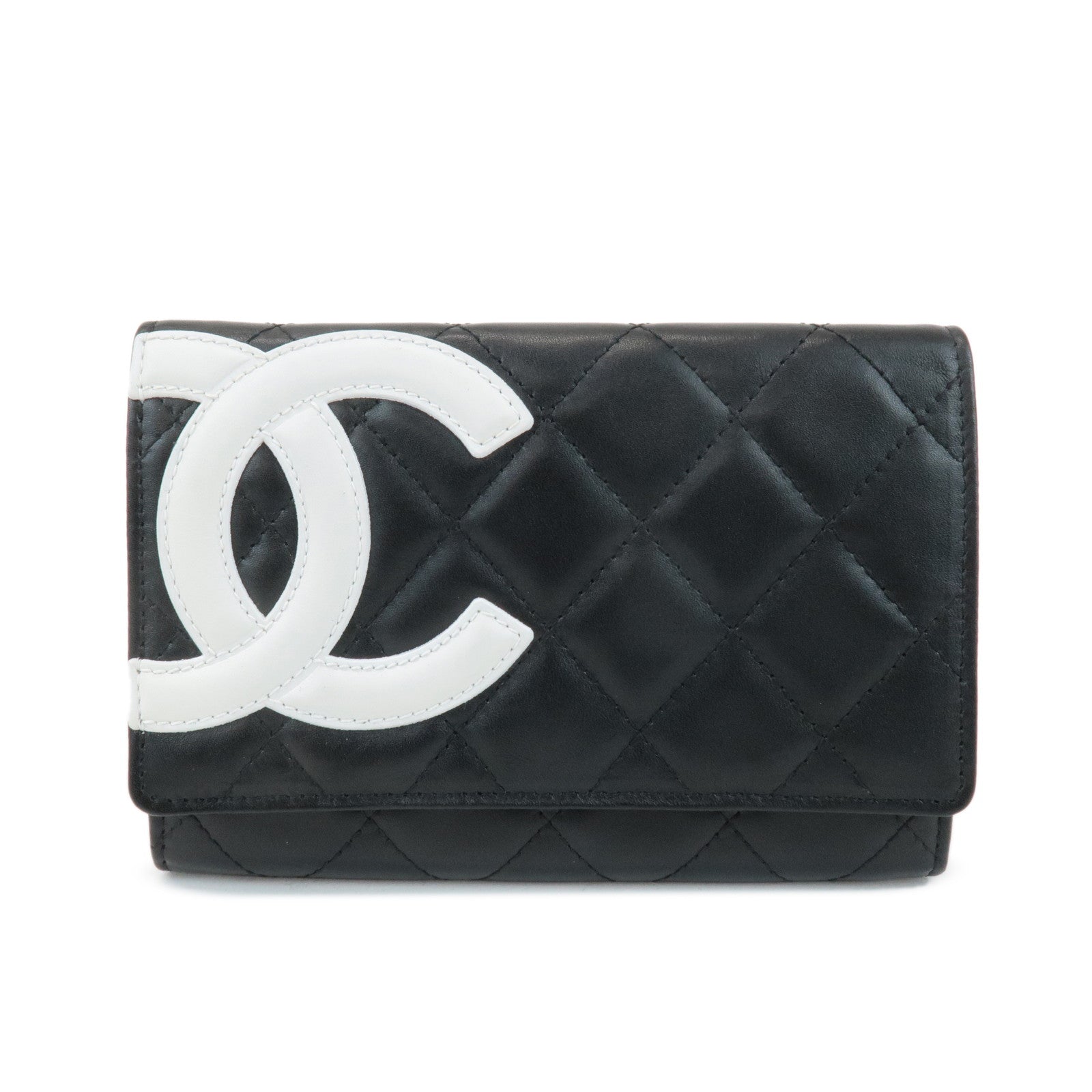 CHANEL-Cambon-Line-COCO-Mark-Lamb-Skin-Bifold-Wallet-A26722