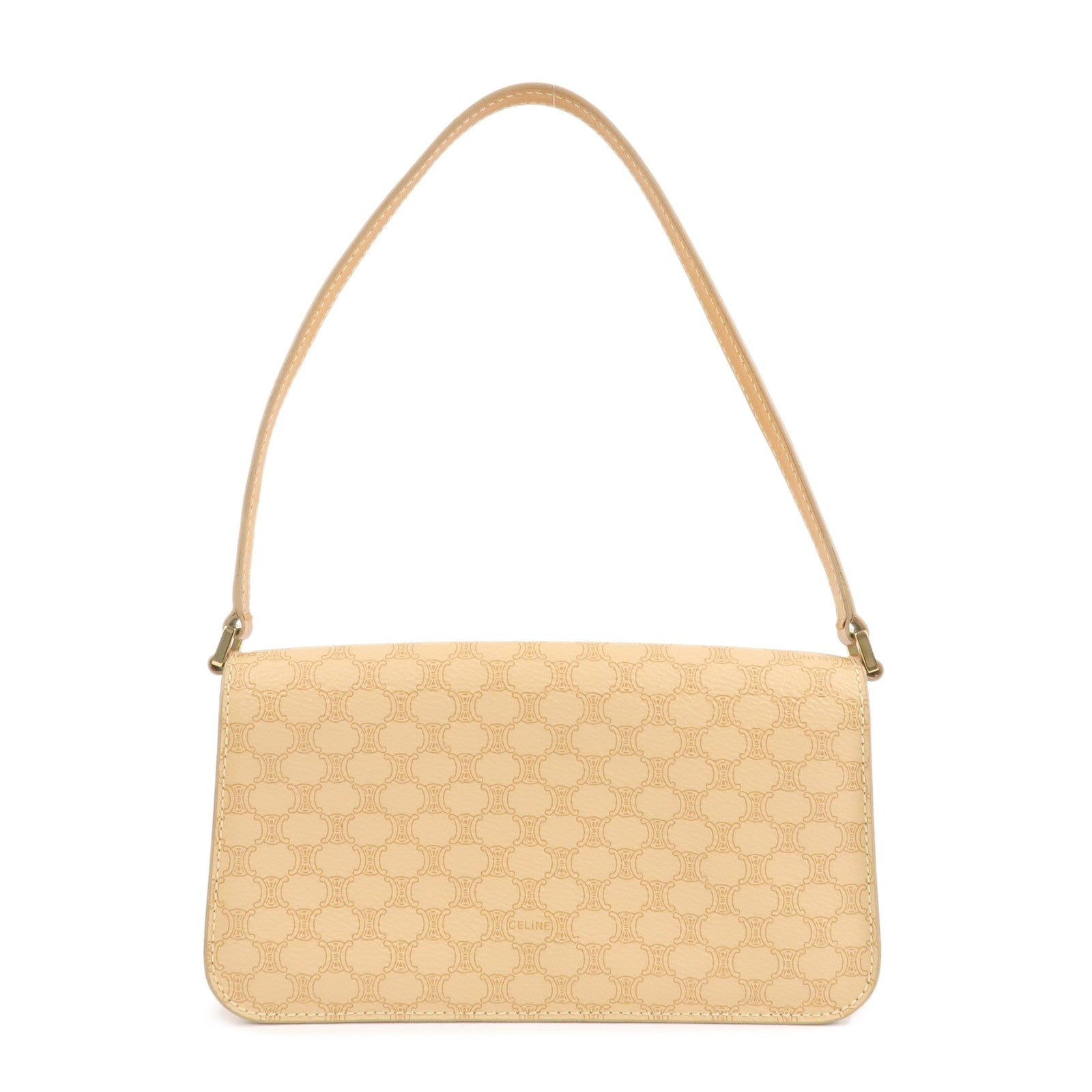 CELINE-Macadam-PVC-Leather-Shoulder-Bag-Hand-Bag-Beige