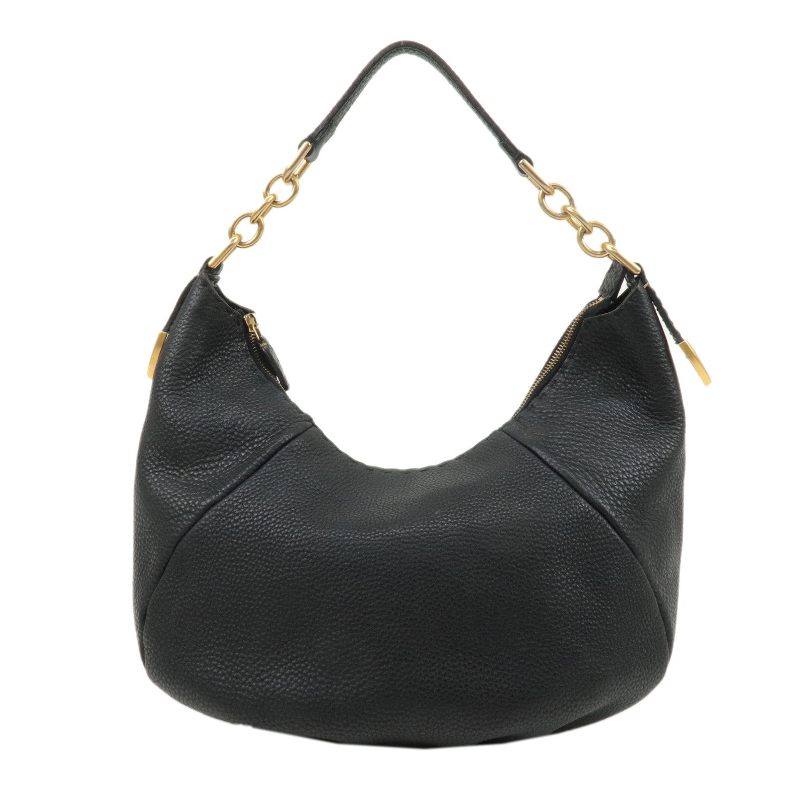 FENDI Selleria Leather One-Shoulder Bag Black 8BR618