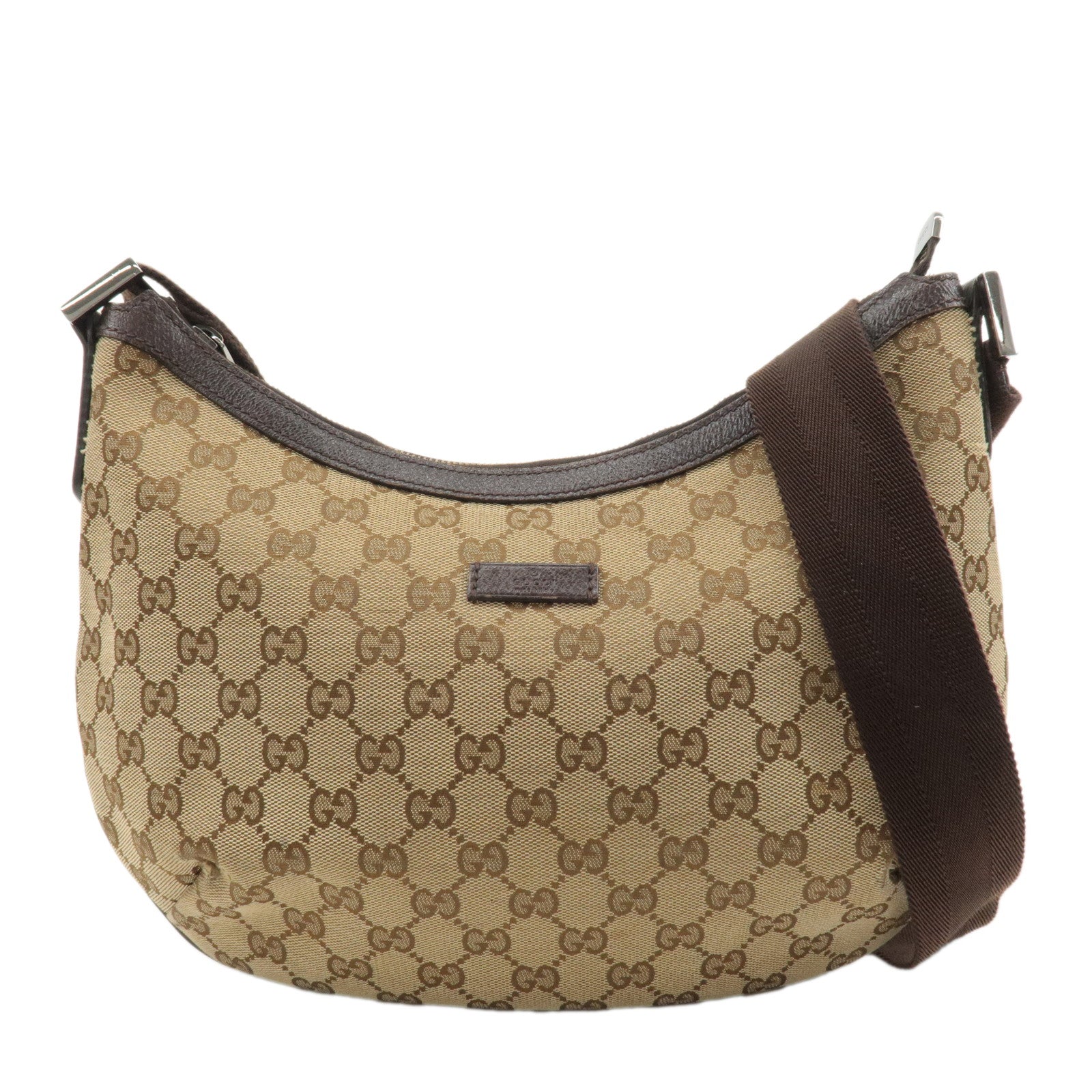 GUCCI-Sherry-GG-Canvas-Leather-Shoulder-Bag-Beige-Brown-181092