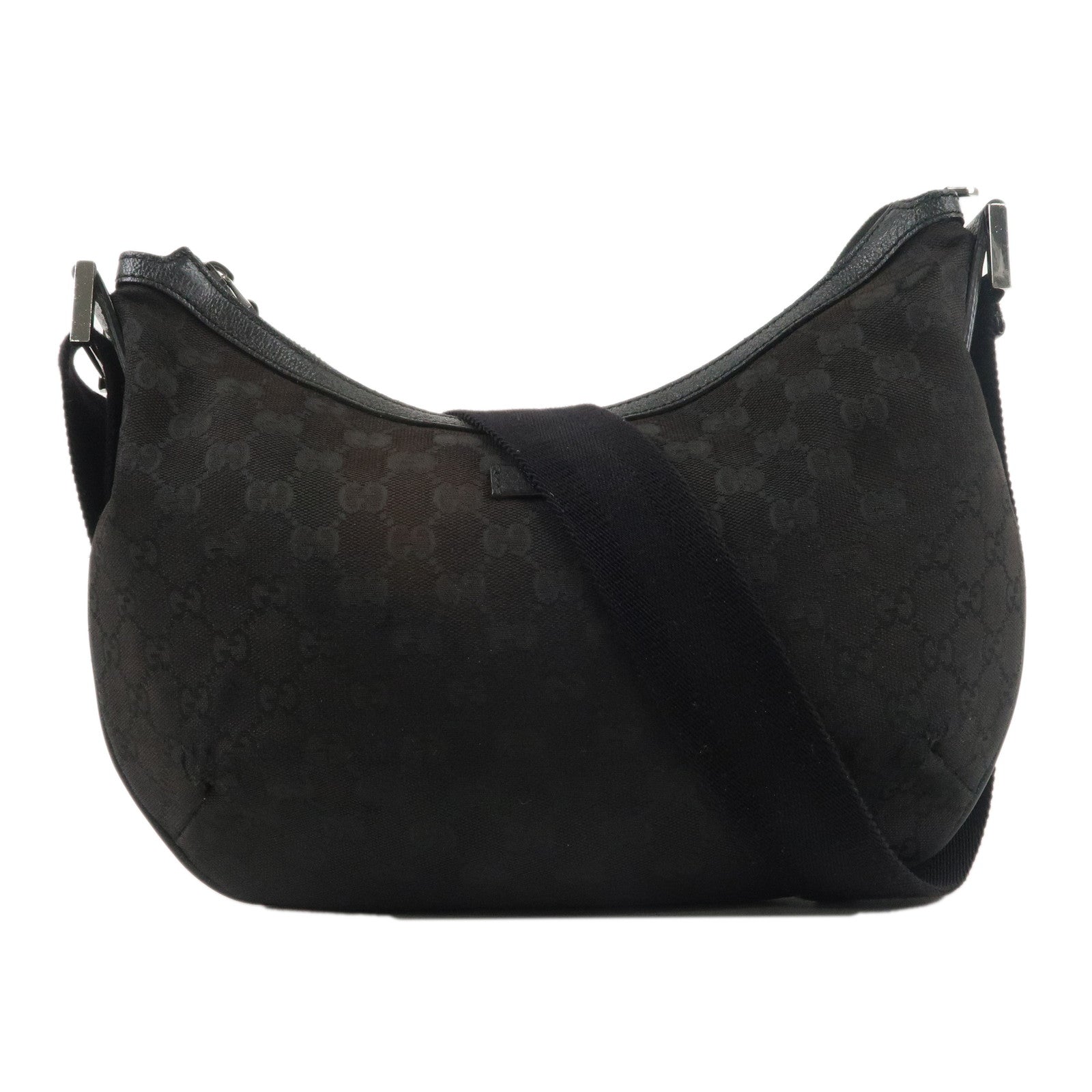 GUCCI GG Canvas Leather Shoulder Bag Black 181092